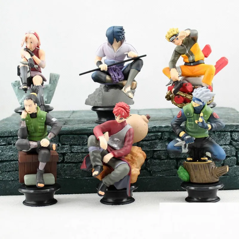 

6pcs/set Naruto Action Figures Dolls Chess New PVC Anime Naruto Sasuke Gaara Model Figurines for Decoration Collection Gift Toys