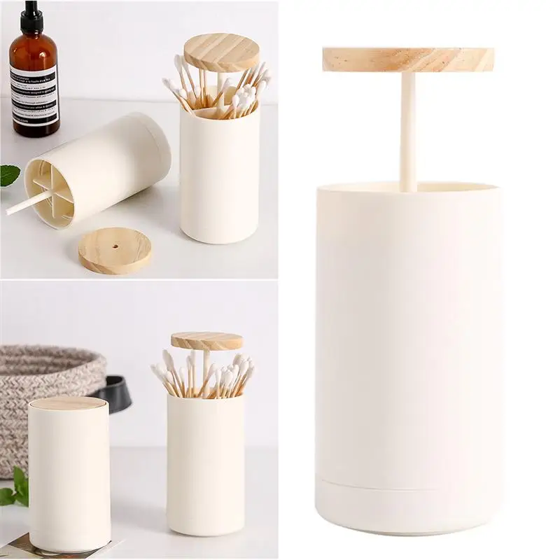 

1 PC Simple Press Toothpick Boxes Retractable Toothpick Holder Creative Cotton Swabs Collection Boxes Home Kitchen Gadget(Beige)