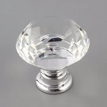 

AOTU 10Pcs 30mm Diamond Plated Shape Crystal Glass Knob Cupboard Drawer Pull Handle New Kitchen Door Knob Handles Accessories