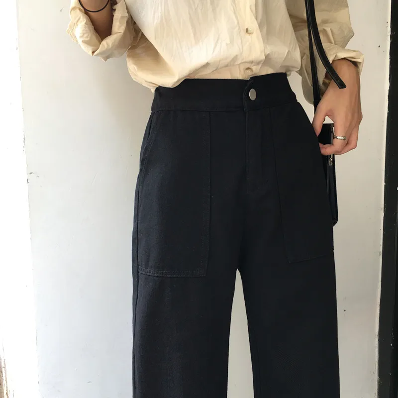 Jeans Women Elastic High Waist Big Pockets Loose Casual Womens Wide Leg Trousers Students Denim Fashion New Style All-match Chic Jeans Women Elastic High Waist Big Pockets Loose Casual Womens Wide Leg Trousers Students Denim Fashion New Style All-match Chic