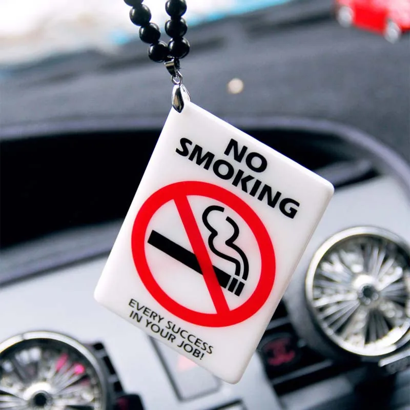 

Car Pendant NO SMOKING Warning Sign Creative Fashion Auto Rearview Mirror Interior Mirror Decoration Hanging Pendants