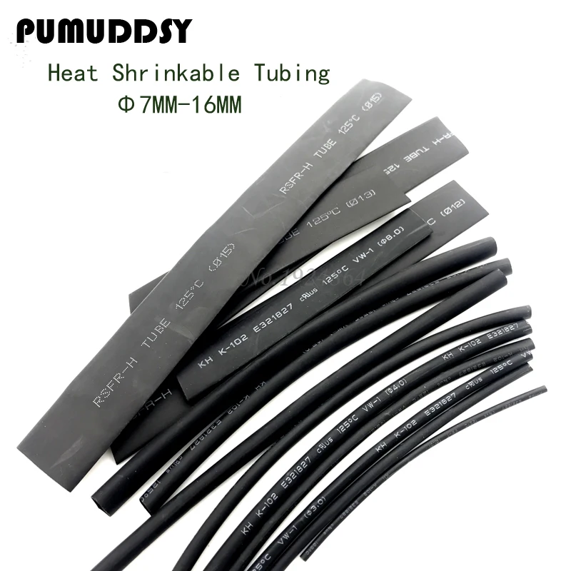5 Meters Heat shrinkable tube 1mm 1.5mm 2mm 3mm 4mm 5mm 6mm Black