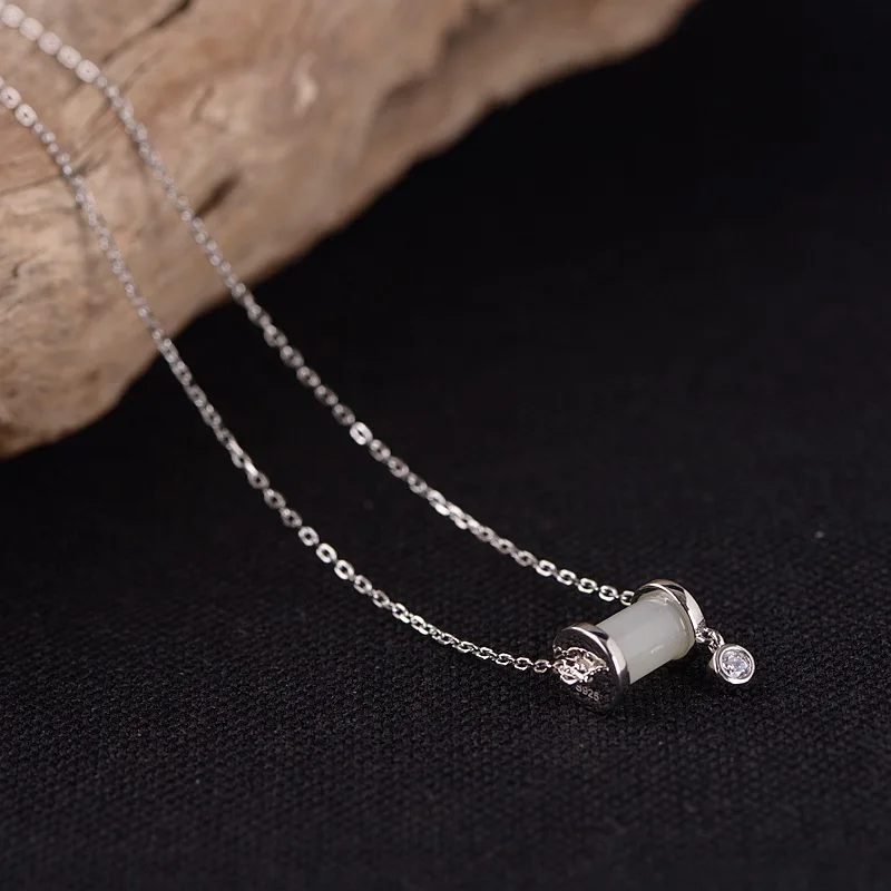 V.YA 925 Sterling Silver Jewelry Natural Stone Pendant Chain Necklaces& Pendants For Women Elegant Jewelry