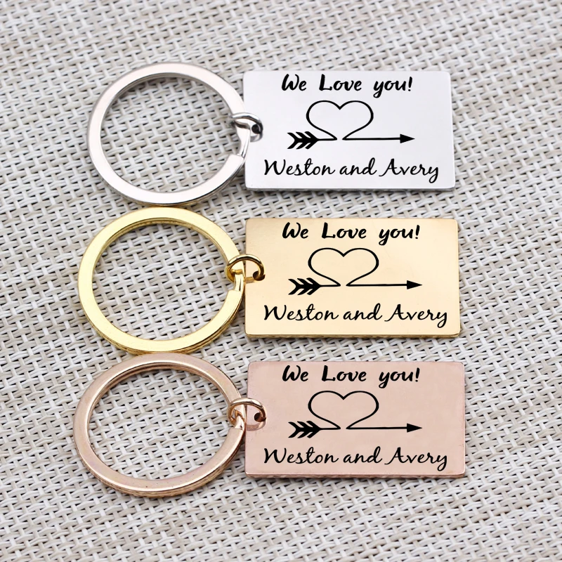 To Father Mother Grandpa Grandma Key Chain Name Customized Private Hand Stamped Keyring &quotWe Love You&quotJewelry Gift | Украшения и