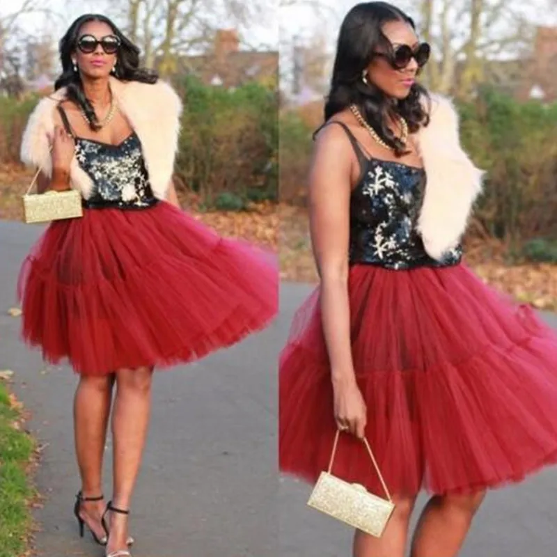 2-1   New Bespoke Red Womens Tulle TuTu Skirt High Waist Girls Ladys Dance Dresses