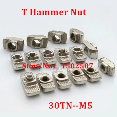 

50pcs M5 T Nut 3030-M5 Hammer Block Slot Nuts for 30 serie Aluminum Profile Extrusion Fastener Parts Groove 8