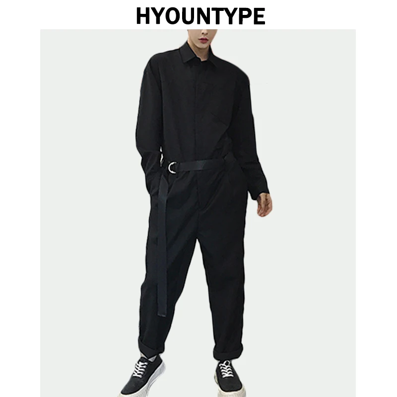 

2018 New Men's Casual Autumn Long Sleeve Romper Overalls Male Single Breasted Slim One Piece Cargo Trousers Fashion Men Jumpsuit