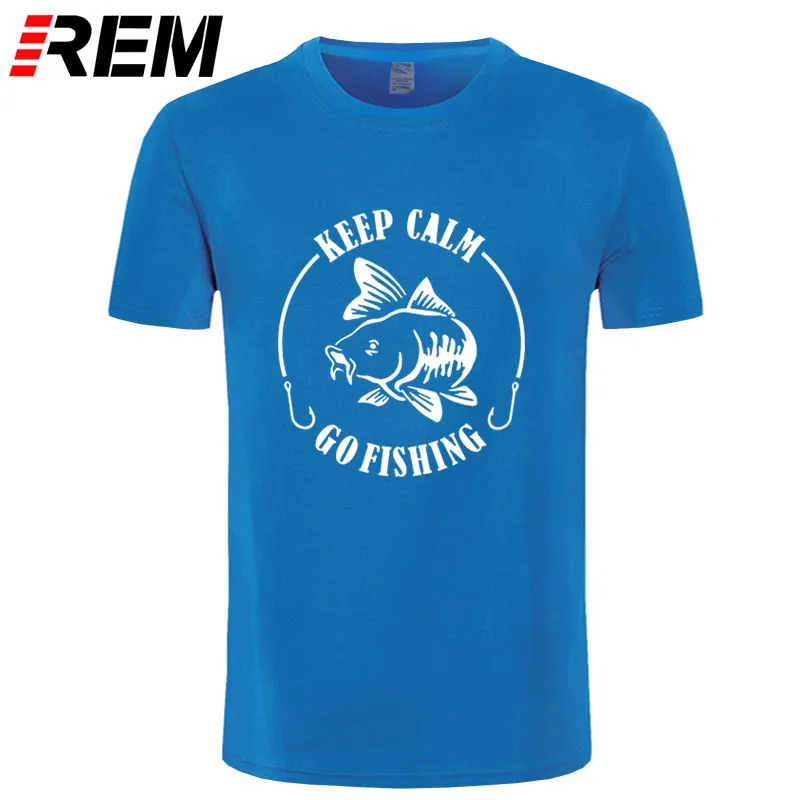 REM Keep Calm Go Fishinger футболка юмором карпом печать мужская брендовая Футболка Высокое качество хлопок o-образным вырезом короткий рукав Футболка