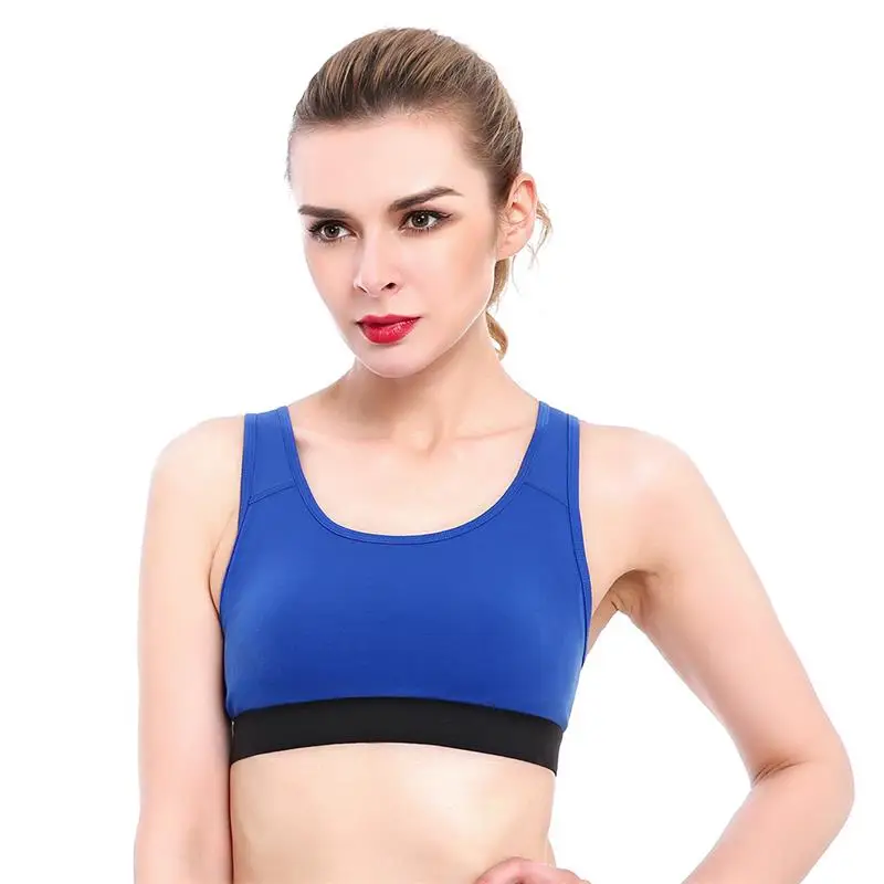 New Hot Sexy Sport Bras Women Padded Wireless Crop Top Exercise Tank Top Blue Cotton Shake proof