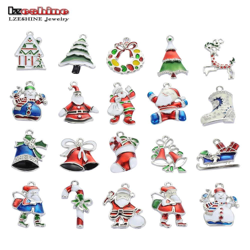 www.bagssaleusa.com : Buy LZESHINE Christmas Wholesale lots 20PcsXSilver tone Mix Unique Enamel ...