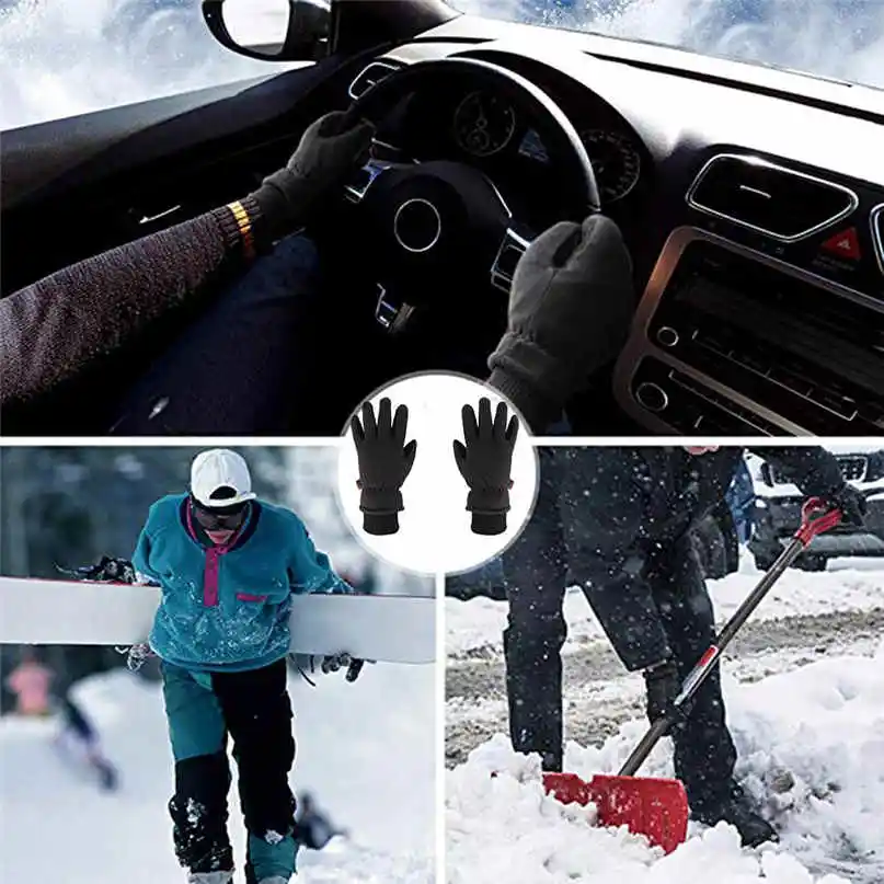 Ski Gloves Men Women Winter Warm Gloves -30 Celsius Thermal Outdoor Sports Deerskin Leather Soft Touch Screen windproof glove #2 (10)