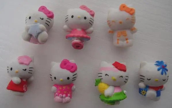 

50pcs/lot PVC hello kitty cartoon anime figures size 2.5cm, Girls birthday gift lovely cats puppets capsule toys