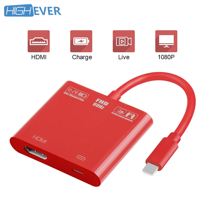 HIGHEVER 8-контактный HDMI адаптер HDTV кабель ТВ АВ мужчин и женщин конвертер для ios