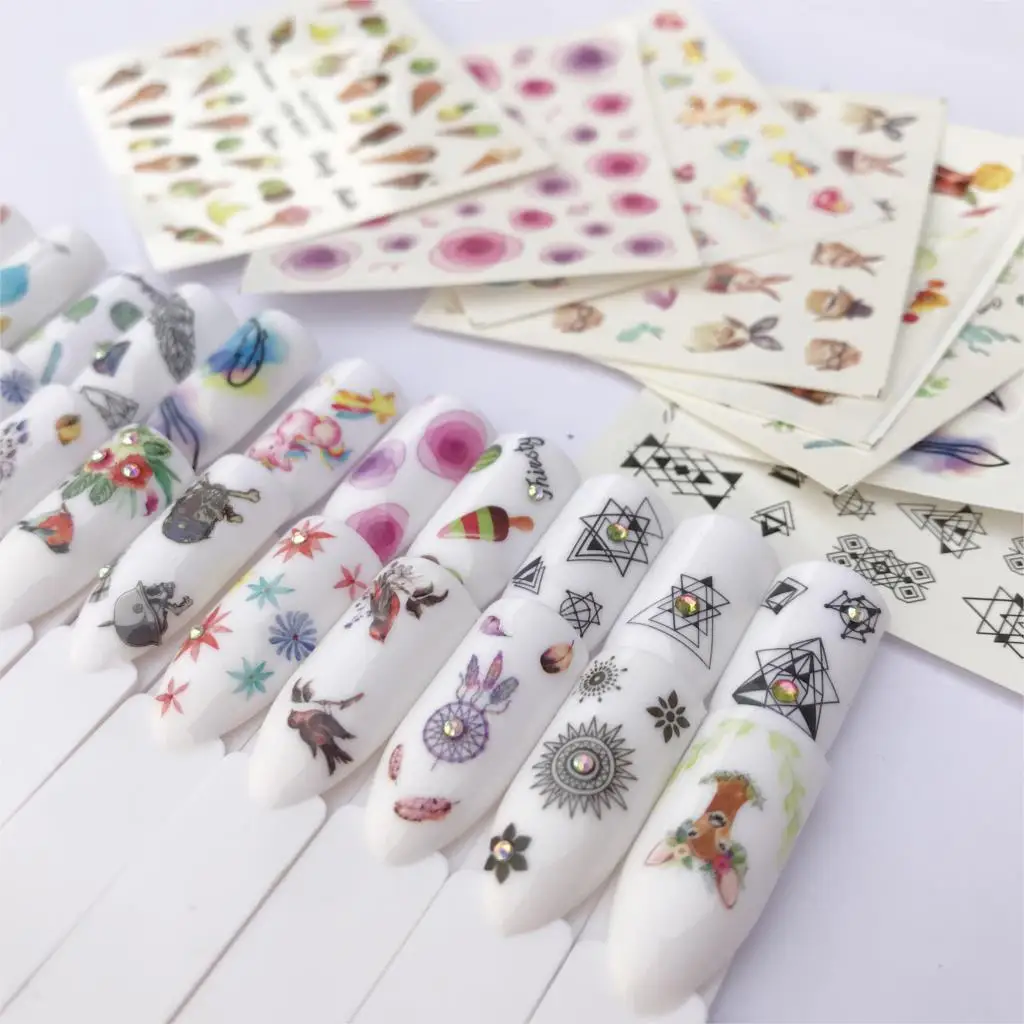 

FWC 30 Styles Nail Sticker Summer Colorful Designs Water Transfer Decals Nail Art Decor Beauty Tips