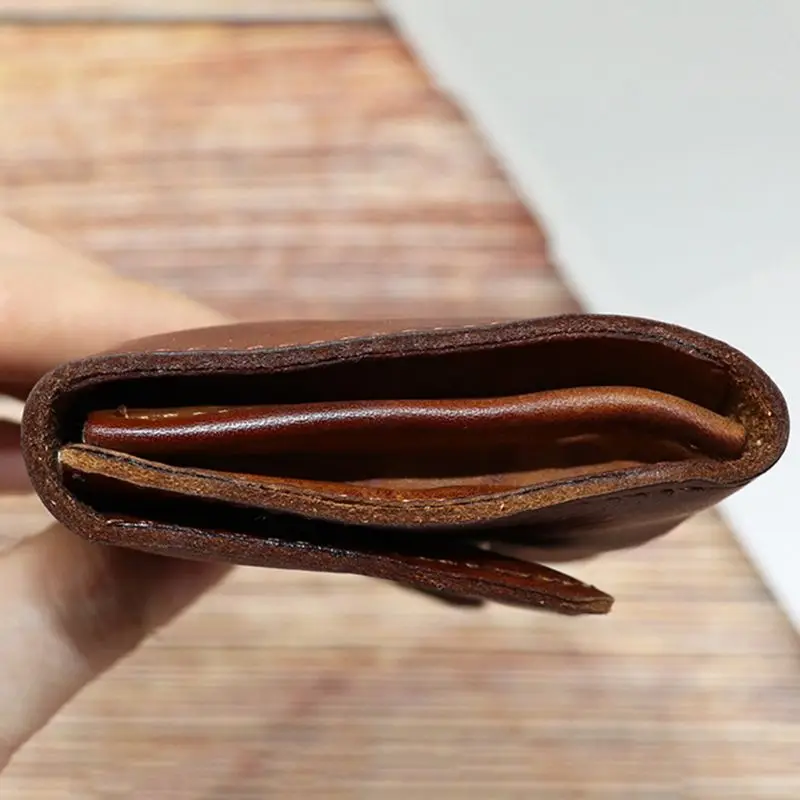 Держатель для кредитных карт из натуральной кожи для мужчин и женщин, винтажный короткий чехол для монет, маленький тонкий кошелек