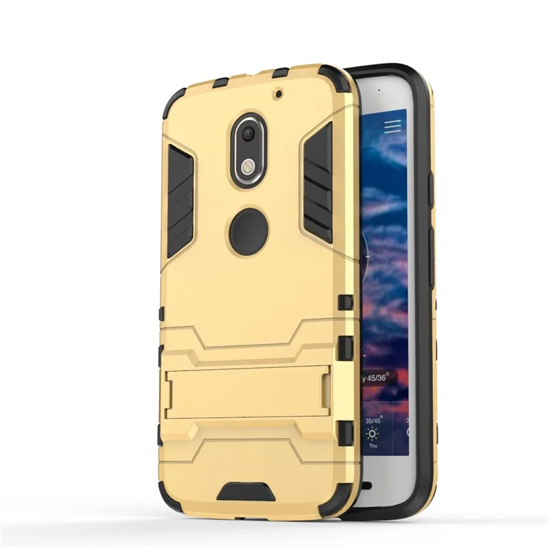 Phone Case Luxury Bag Dual Layers Shockproof  Armor Plastic TPU Rugged Hybrid Shell Case Cover with Kickstand for Motorola Moto E3 E 3  (15)