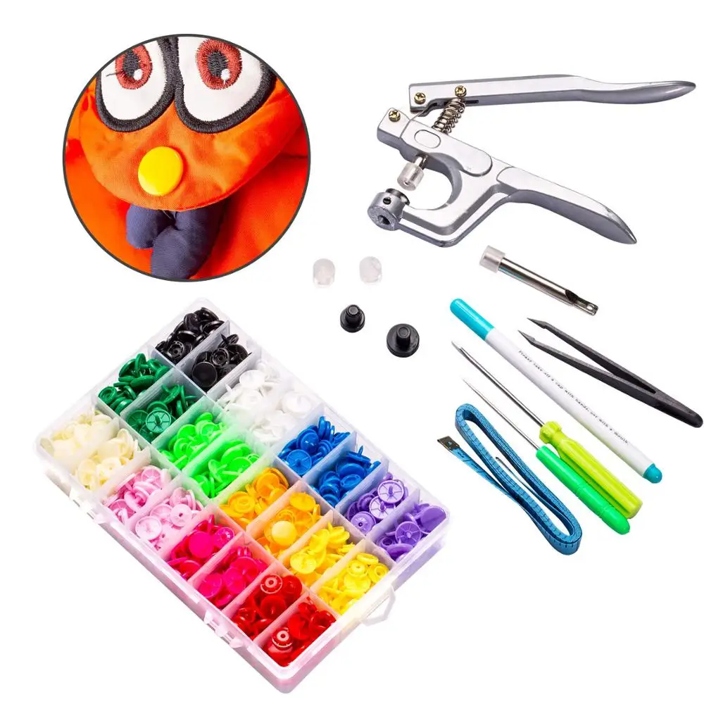

Snaps and Snap Pliers Set，360 Sets T8 Plastic Buttons for Sewing and Crafting