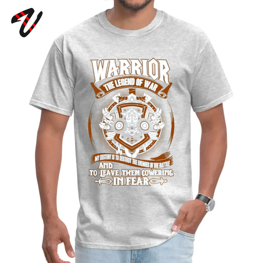 Slim Fit Men Tshirts Crew Neck Short Sleeve 100% Cotton Print Tees Comics Clothing Shirt Wholesale Warrior The Legend Of War Wow11964 grey