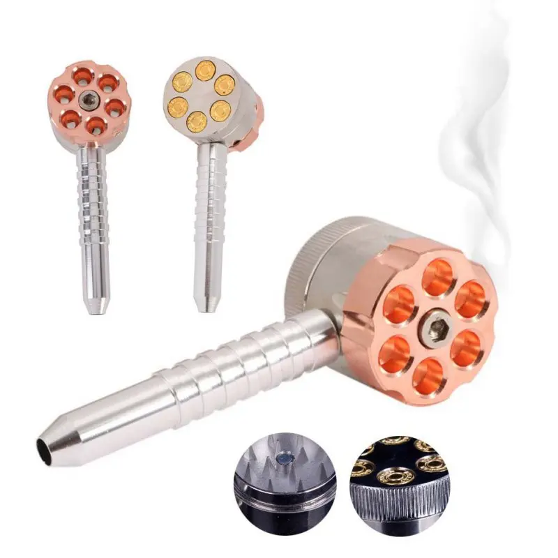 

Bullet pipe with smoker Metal Pipes Creative Smoking Pipe Smoke Herb Gold Tobacco Narguile Weed Grinder Pipes & Accessories