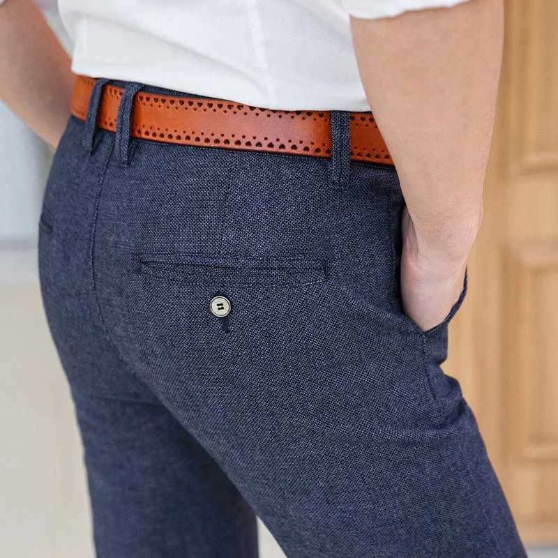 HCXY, брендовые модные новые высококачественные хлопковые мужские прямые брюки, весна, Длинные мужские классические деловые повседневные брюки