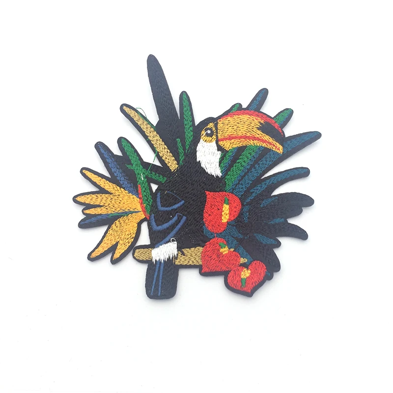 2 шт./лот вышивка птицами Toucan утюгом нашивка для одежды DIY цветы пришивная большая
