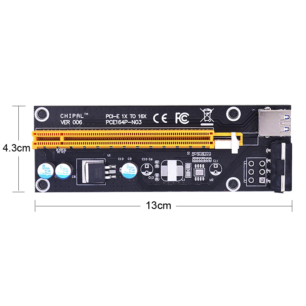 CHIPAL VER006 PCI E Райзер карта 100 см 60 USB 3 0 кабель PCIE Express 1X до 16X Удлинительный адаптер