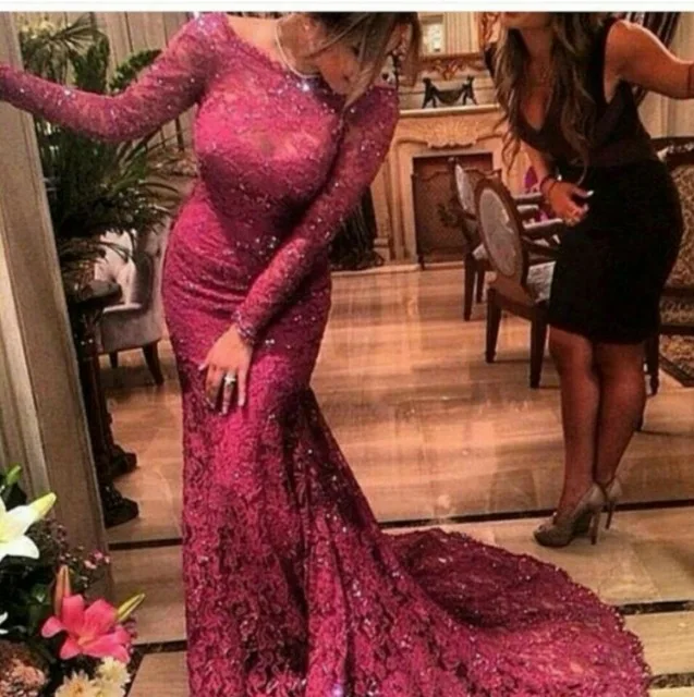 Burgundy-Lace-Mermaid-Evening-Dresses-Long-2017-Long-Sleeve-Formal-Evening-Gown-Dress-Robe-de-soiree