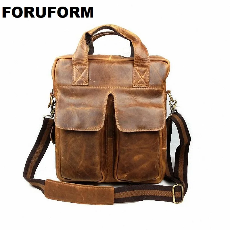 

Man Vertical Genuine Leather Bag Men Messenger Commercial men's 13 Inch Laptop Briefcase Designer Handbags Shoulder Bags LI-819