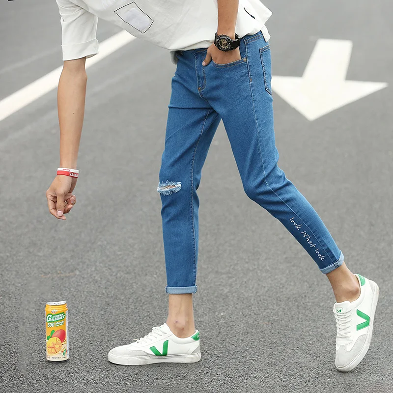 Jeans for men slim fit pants male denim jeans students thin Designer Trousers Casual skinny Straight Elasticity nine points pant Jeans for men slim fit pants male denim jeans students thin Designer Trousers Casual skinny Straight Elasticity nine points pant