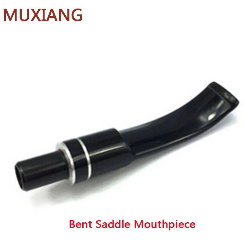 

MUXIANG New Factory Direct Sale Acrylic Bent Smoking Pipe Mouthpiece Saddle with Dual Silver Loop 9mm Filter Mouthpiece be0052