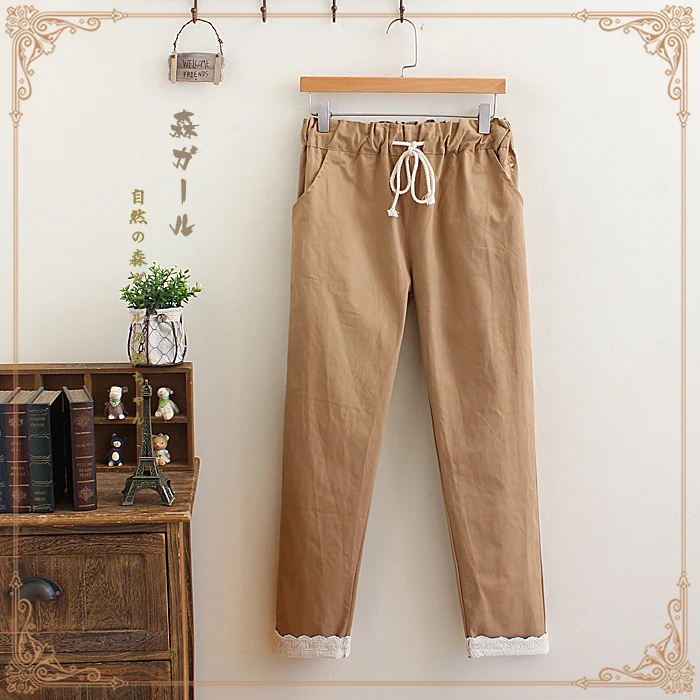 

YoYiKamomo Women pants big size Japanese mori girl Embroidered harem pants elastic waist new casual loose women trousers