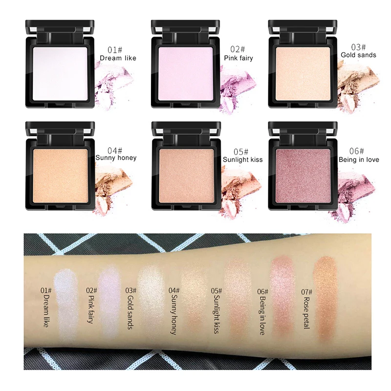 Тени для век Shimmer Satin Высокая Зажигалка порошок один цвет Make Up осветляет Сияющие розовые золотые глаза Косметика Тени для век