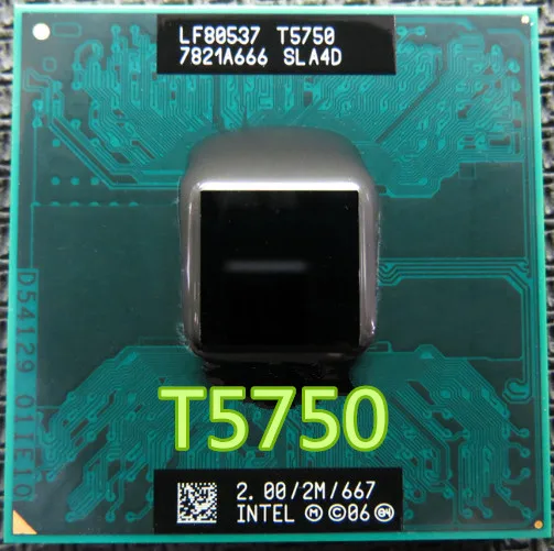 Intel cpu ноутбук Core 2 Duo T5750 t5750 cpu 2M cache/2,0 GHz/667/двухъядерный Socket 479 ноутбук процессор для GM45/PM45