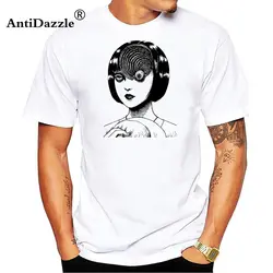 Uzumaki хлопковая футболка для мужчин Junji Ito футболки для девочек ужас Манга футболка для мужчин Slim Fit короткая футболка Скидка для мужчин's