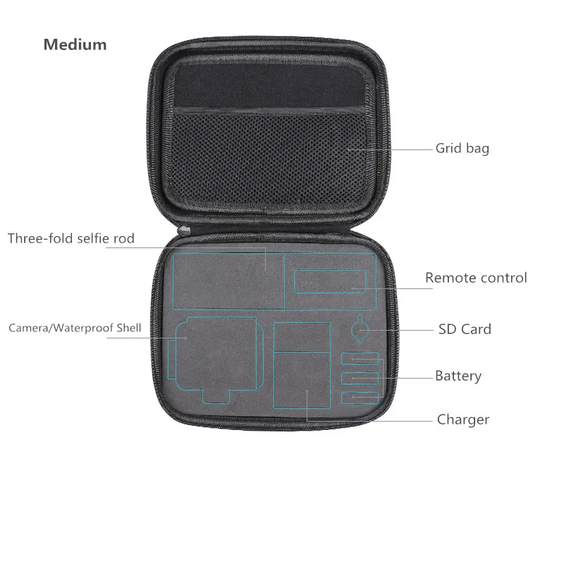 Портативная сумка для хранения водонепроницаемый защитный чехол коробка дорожная сумка для Gopro hero 4 5 6 7 SJCAM Xiaomi Yi Экшн-камера - Цвет: Medium