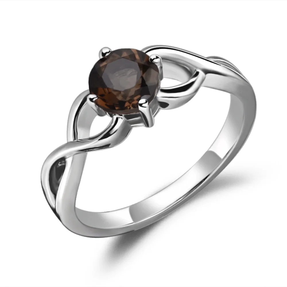 Украшения leige с круглым вырезом Пасьянс дымчатый кварц кольца обручальные кольца для женщин серебро 925 коричневый драгоценный камень