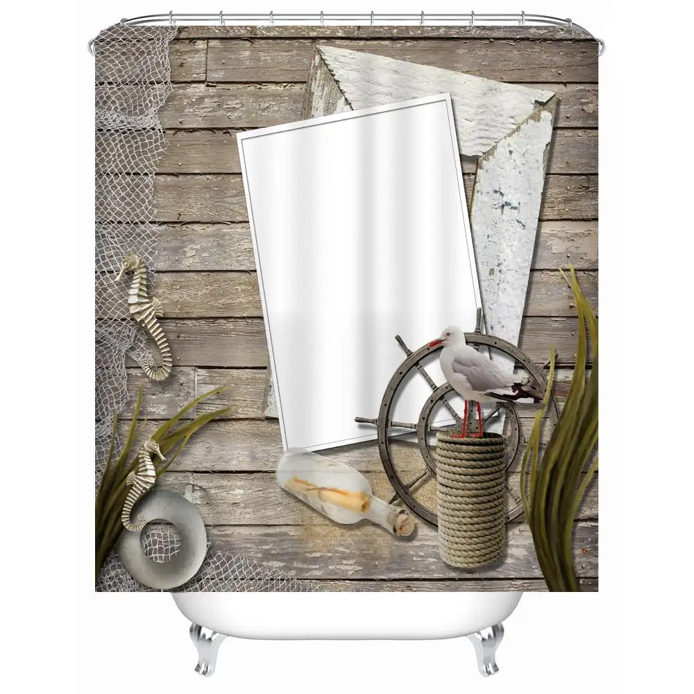 

Seahorse Plants Pattern Shower Curtains 180x180cm Waterproof Bathroom Curtain Polyester Eco-Friendly Bath Curtain 12 Hooks AP11G