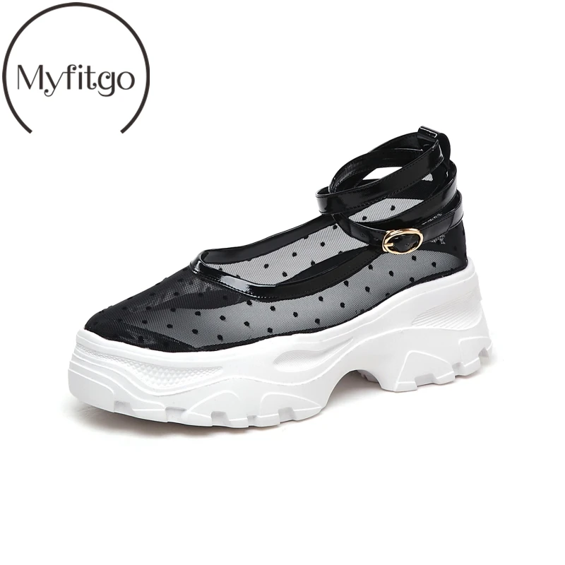 

Myfitgo Fashion Woman Flat Casual Shoes Air Mesh Women's Thick-Soled Platform Shoes Lace up Loafers Female Boat Single Shoes