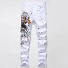 NEW fashion Painting jeans men’s personality graffiti jeans Men Casual Locomotive jeans Mens Slim Jeans hip hop skinny pants