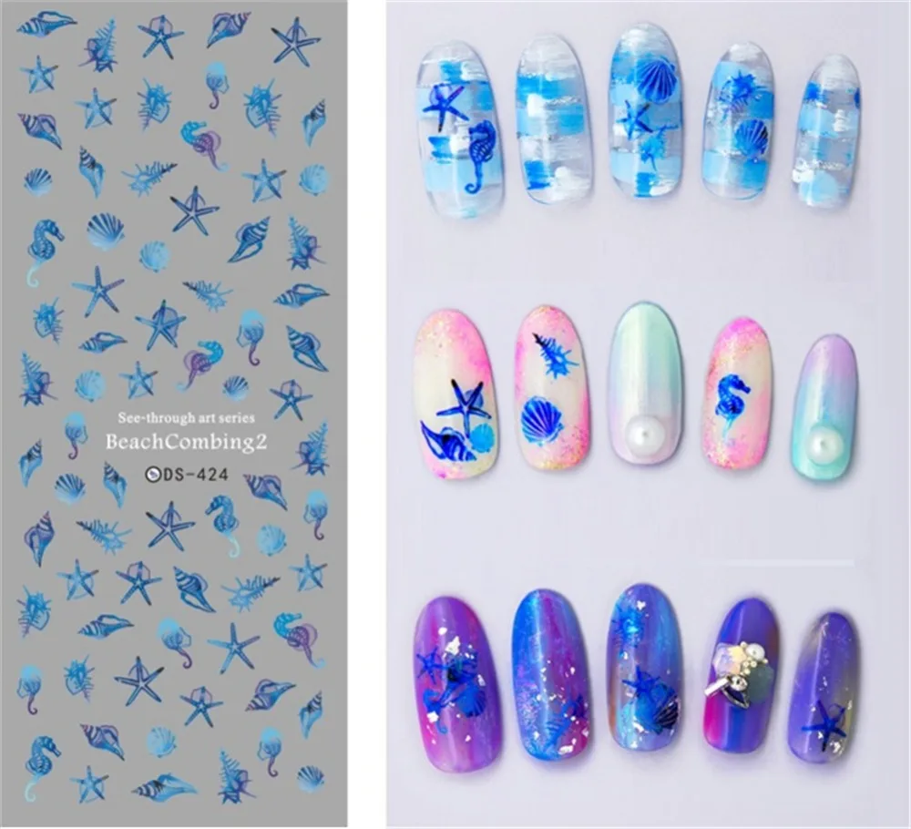 

1 sheet Sea Shell Water Decals Nail Art Line Transfer Decals Triangle Nail Art Water Seal Water Slides