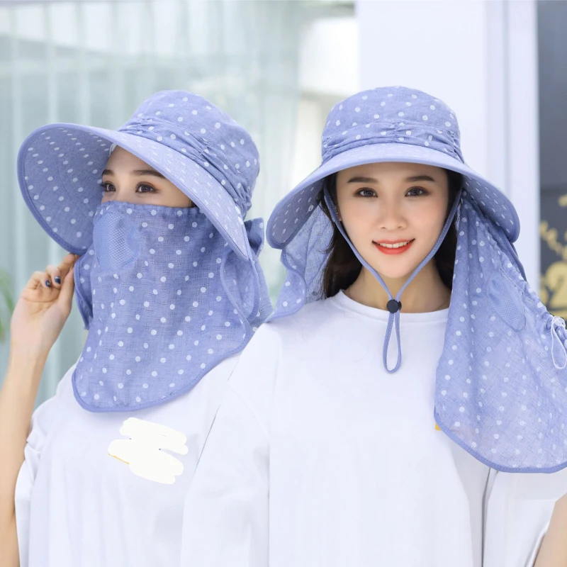

HT2254 Ladies Sun Cap Flap Hats 360 degree Anti-UV Sun Hats for Summer Women Sun Visor Cap Folding Neck Face Mask Wide Brim Hats