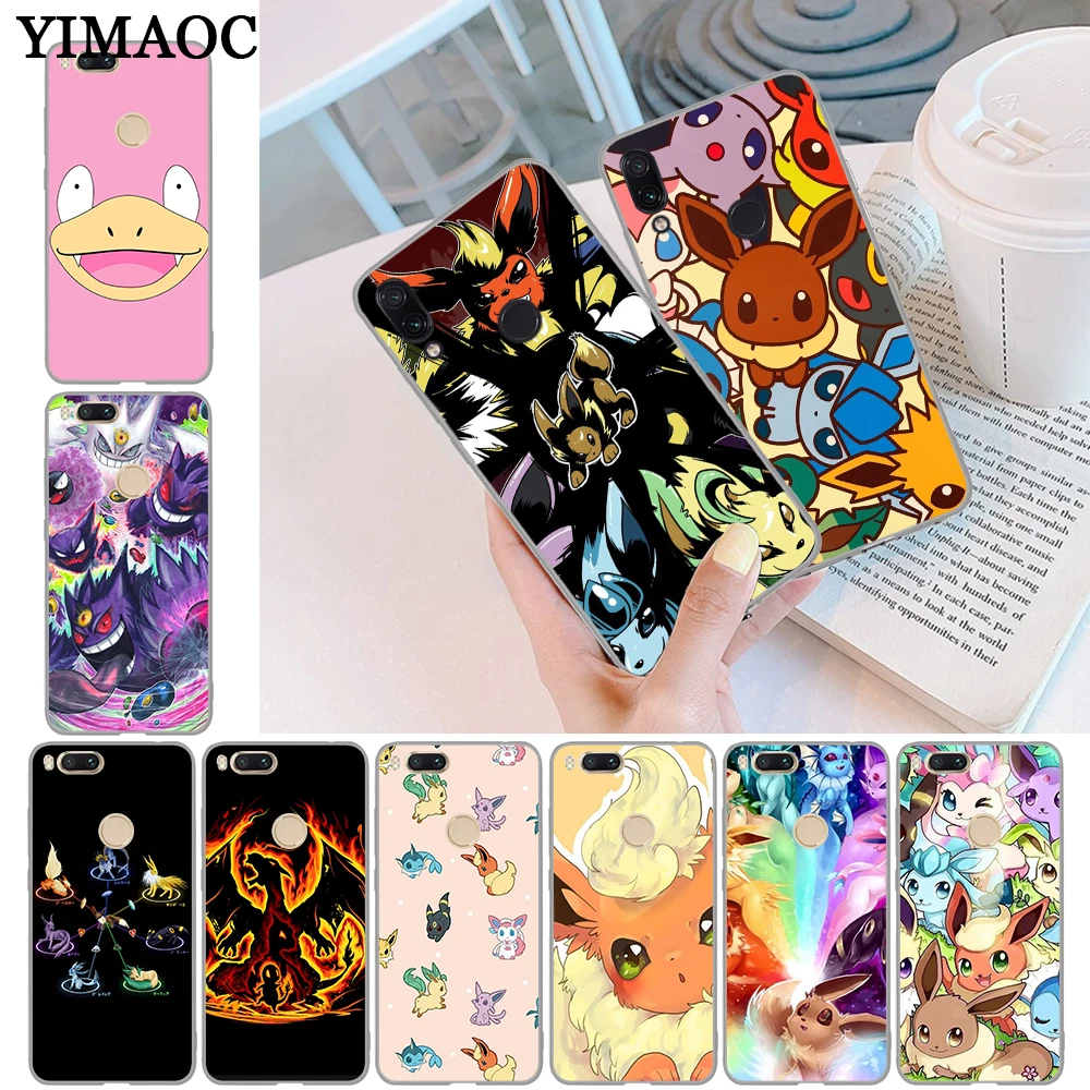 

YIMAOC cartoon pokemons eevee pika Soft Silicone Case for Xiaomi Redmi Note 4 4A 4X 5 Plus 5A Prime 6 Pro 6A S2 7