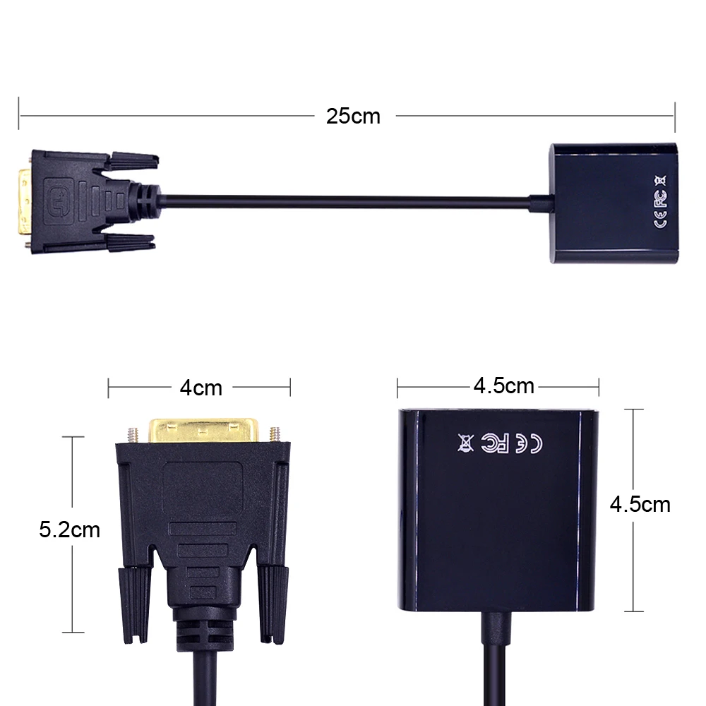 CHIPAL HD 1080P DVI-D к VGA Кабель-адаптер 24+ 1 25 Pin DVI штекер к VGA Женский HDTV конвертер для ПК компьютер монитор дисплей