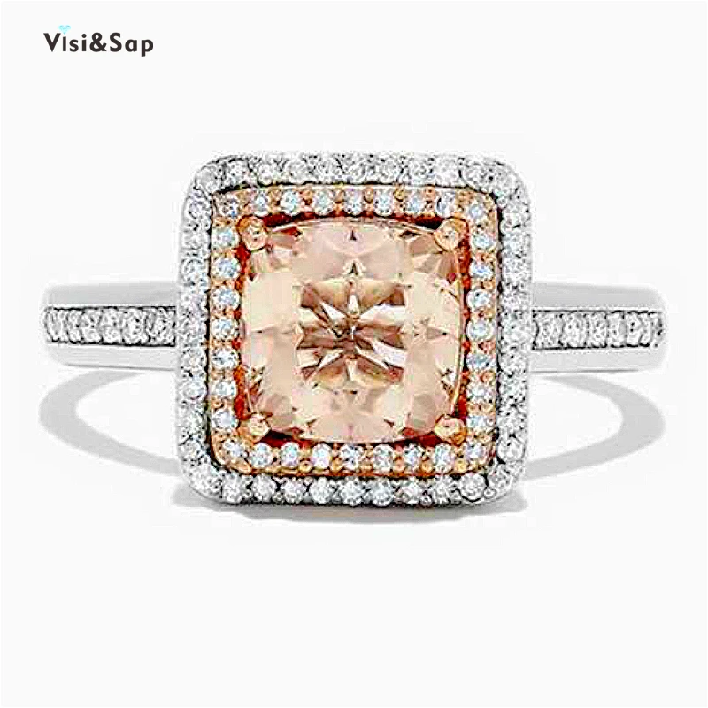 

Visisap Champagne Color Princess Square Zircon Rings for Women Engagement Proposal Hand Jewelry Dropshipping Ring Supplier B2709