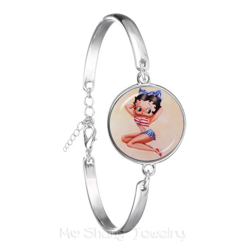 Романтический фон Sexy Betty Boop серии узорный стеклянный купол браслет DIY покрытые