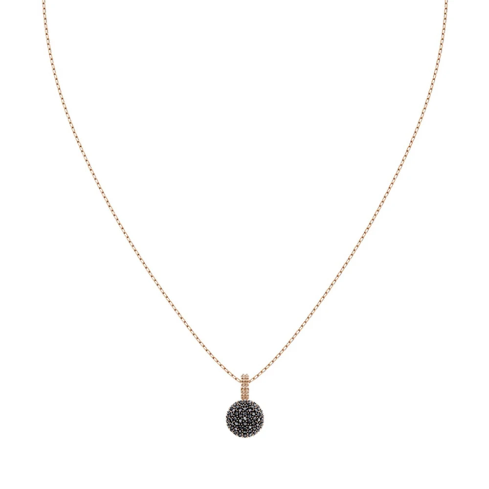 

Fanier Autumn Lollypop Necklace Black Diamond -studded Crystal Necklace, Pink Gold Jewelry For The Elegant And Charming Women Present