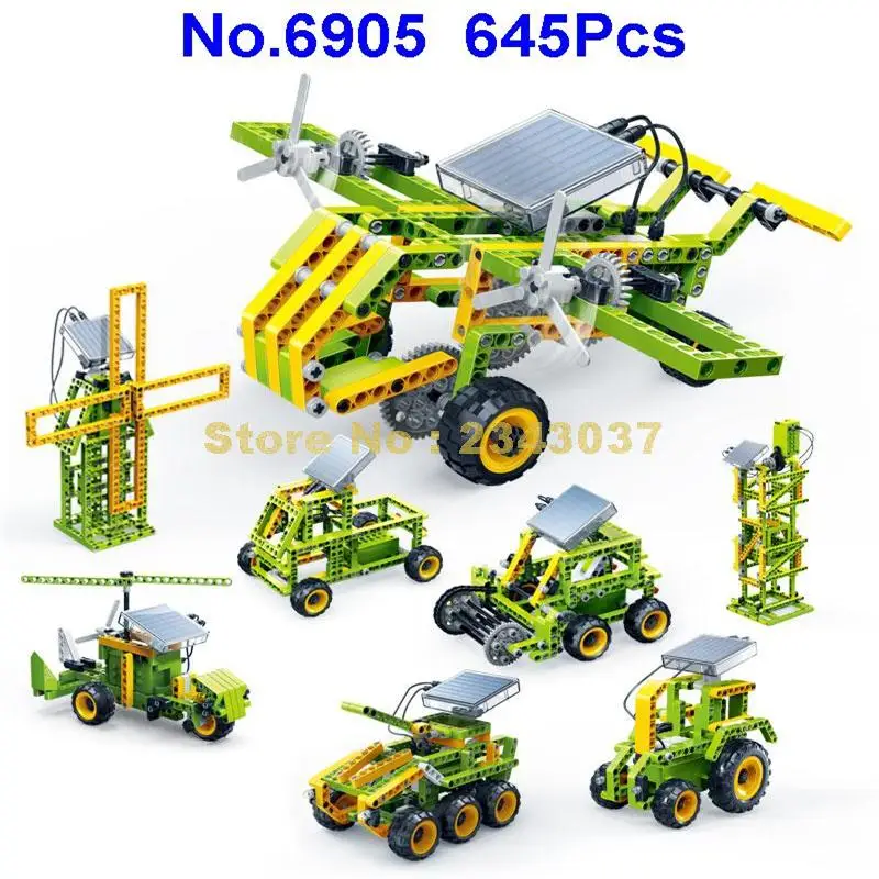 6905 645pcs 8in1 Solar Power Racer Car Gear Truck Fighter Plane Tractor Reaper Electric Building Blocks Toy | Игрушки и хобби
