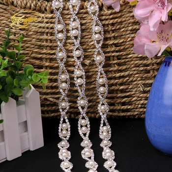 

1Yd The New Pearl Crystal Crafts Wedding Banquet Decoration DIY Clothing Decoration Sewing Applique Adornment Rhinestones
