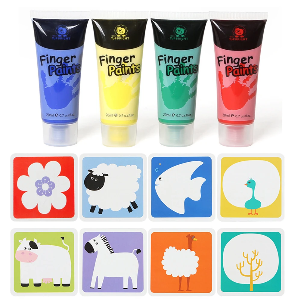 

4Color/set Finger Paints Kids Painting Kits Children Nail Art Water Color Paints with 1 Brush Drawing Artist Supplies