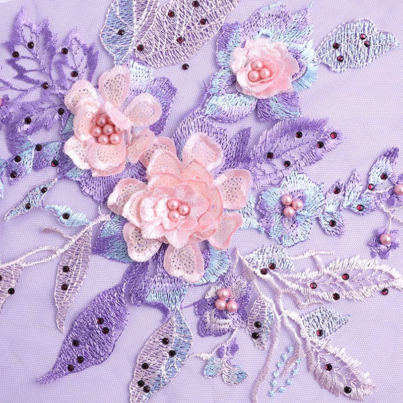 

Embroidered Lace Applique Flower Beads Sewing Clothes Handicraft Accessories Collar Fabric for Sew Crafts